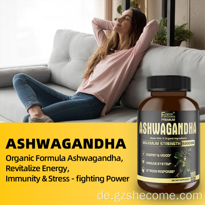 Ashwagandha -Kapseln Ergänzung zur Unterstützung der Stressreaktion